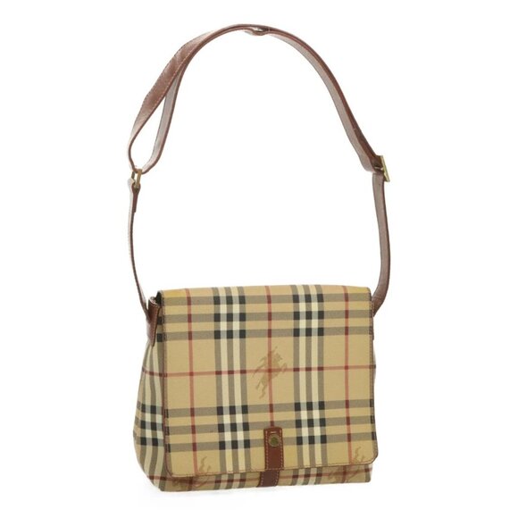 BURBERRY Nova Check Shoulder Bag PVC Beige Auth 67744 - Picture 1 of 16